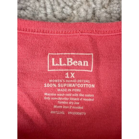 LL Bean Plus Size 1X Supima Cotton Minimalist Basic Top Pink Short Sleeve Shirt - Picture 4 of 5